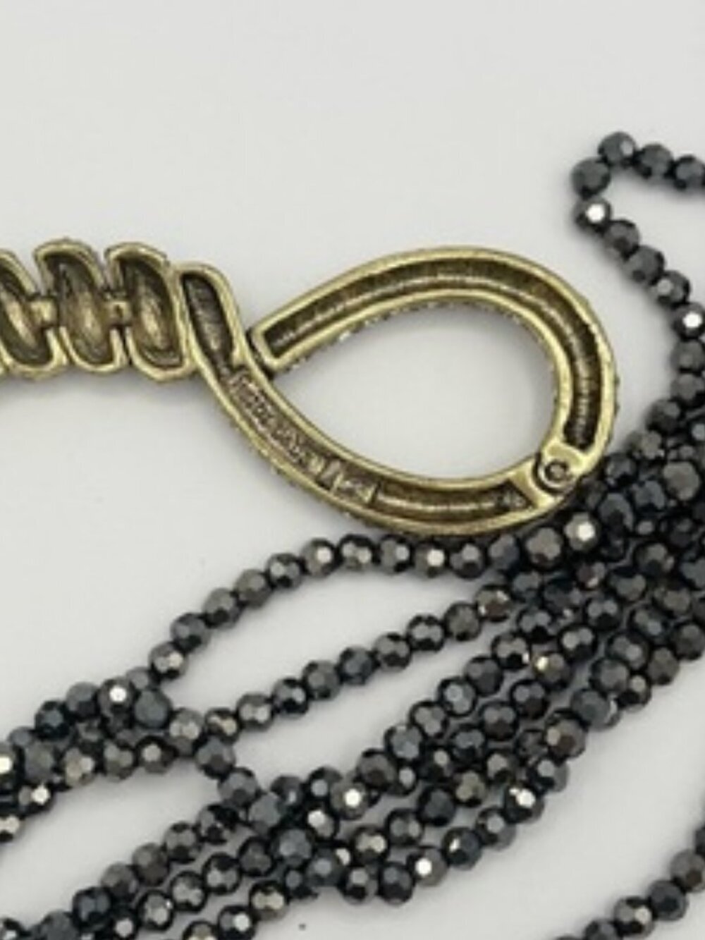 Heidi Daus NWOT Sleek and Sophisticated Art Deco Hematite Beaded Lariat Jewelry - Picture 6 of 9